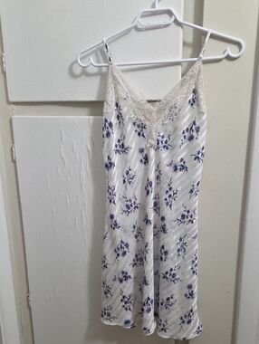 La Vie En Rose White Slip Dress with Purple Floral Print